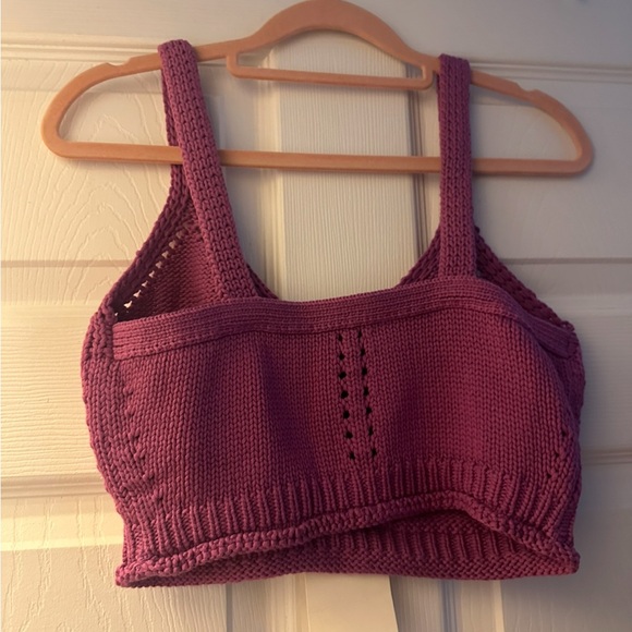 Ulla Johnson Celia Bralette Knit Crop Top Cassis Purple Tank Size M NWT Crochet - Picture 5 of 6